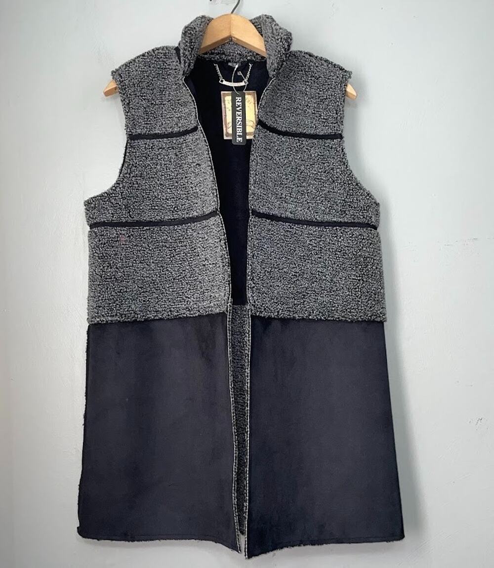 Paparazzi Vest Size Small Faux Suede Sherpa Reversible Gothic Steampunk Western